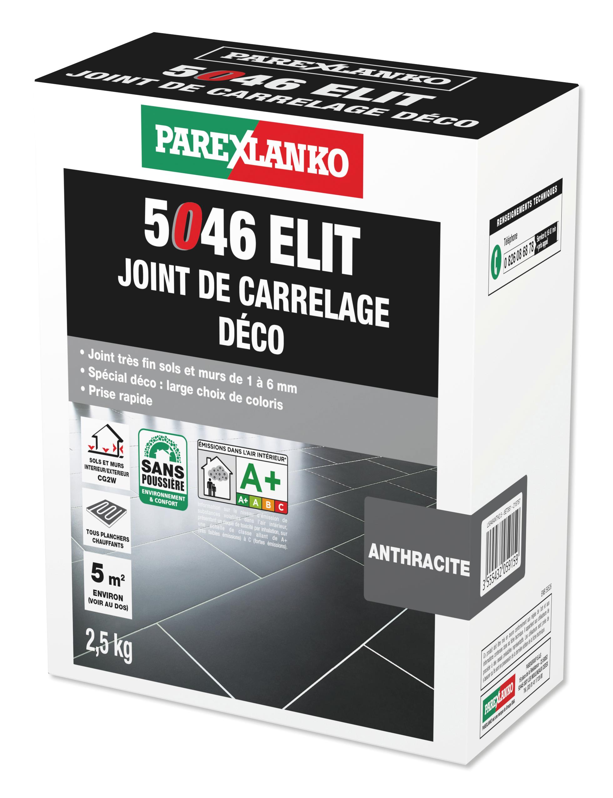 Joint carrelage ELIT fin décoratif mur et sol CG2 W anthracite 2,5kg (5046)
