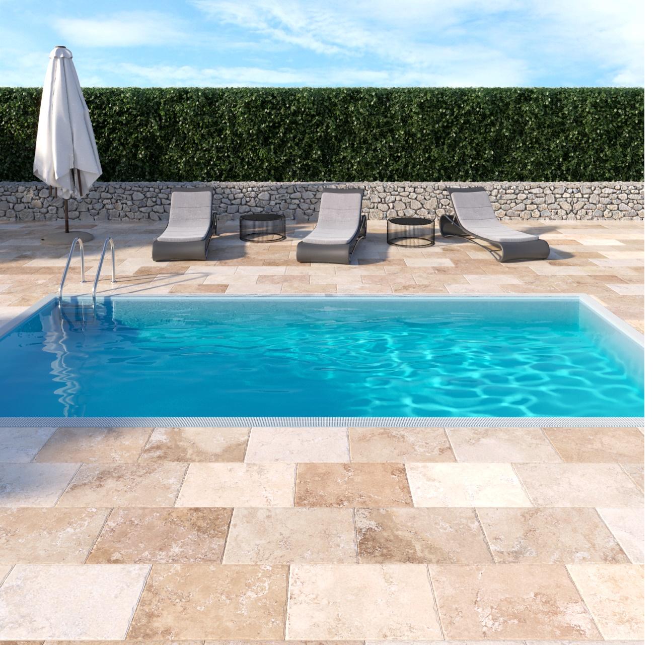 Carrelage Travertin Antic Grip 40x60 cm posé en extérieur