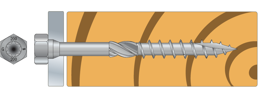 VIS BOIS FILETAGE PARTIEL TIGE HEXAGONALE SSH 10.0 X 60 PAR 50
