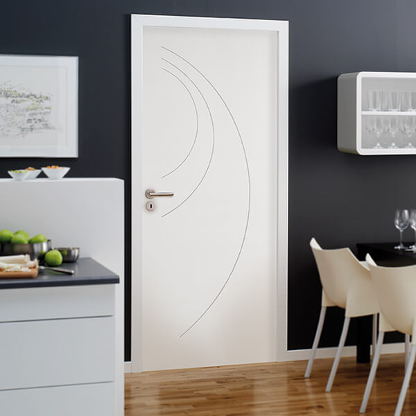 Bloc-porte Thermique INFINI à recouvrement - rainuré Groove Ame Isolante Climat B - Huisserie Eco+ 72 x 88MM - Serrure 3 points - poussant droit - 204 x 83CM 