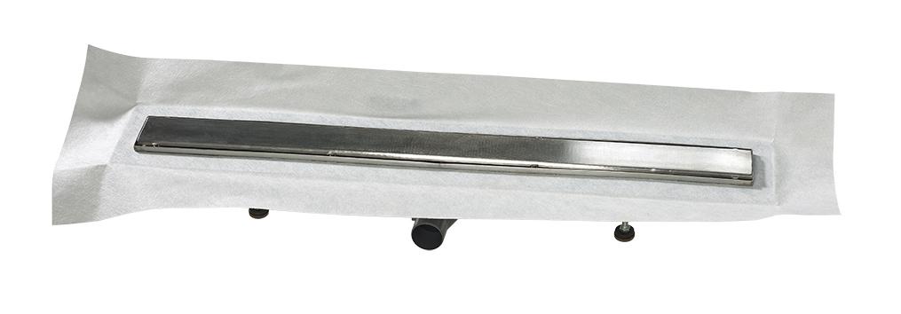 Caniveau de sol inox à maçonner  - avec siphon ultra plat - encombrement sous caniveau 40 à 58 mm - 70 x 7 cm