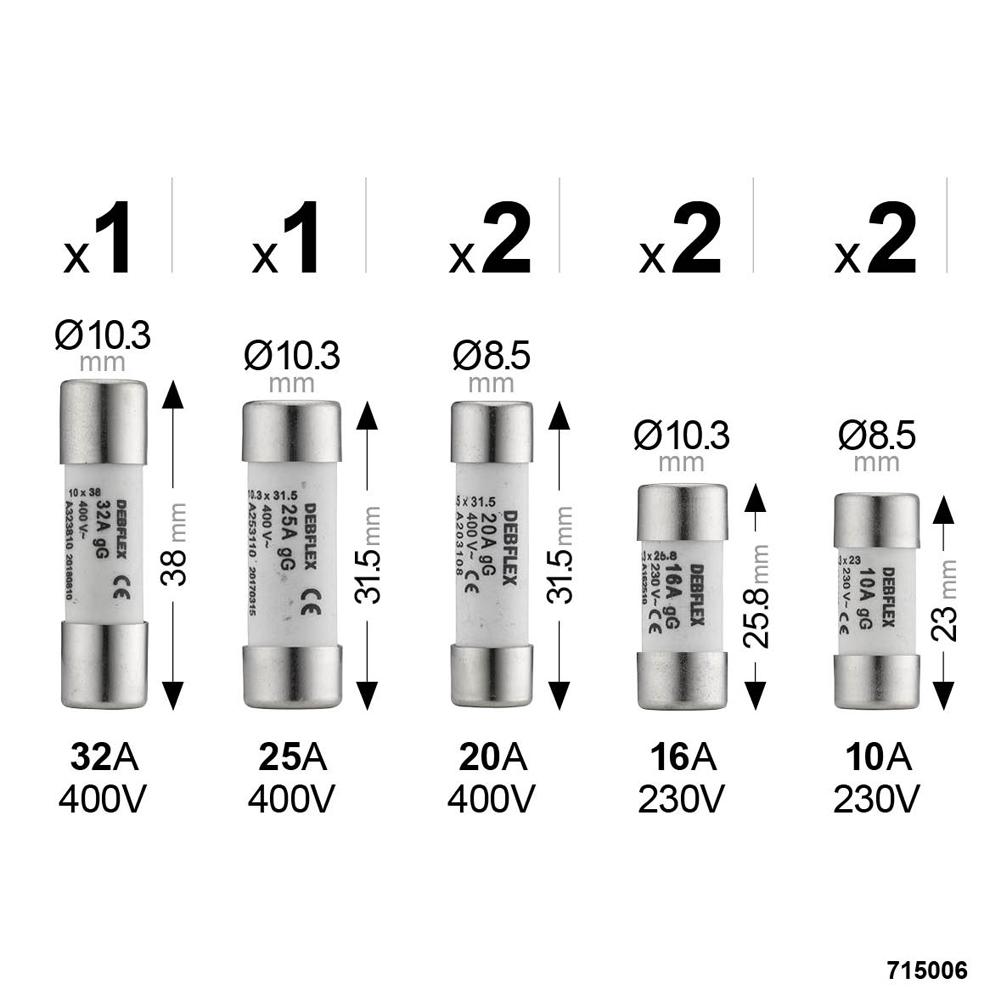 Fusible céramique avec voyant de 10A à 32A sachet de 8 pièces - Debflex