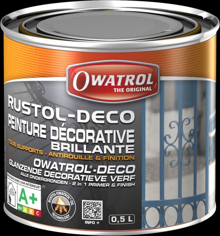 Peinture glycéro RUSTOL-DECO Intérieur - Extérieur anti-rouille brillant  rouge brun 0.5 L
