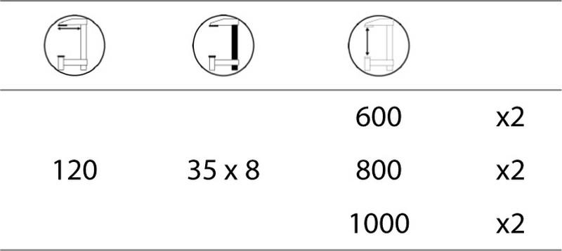 LOT 6 S.J. TIGE ACIER SAILLIE 120 SECTION 35X8 SERRAGE 600-800-1000