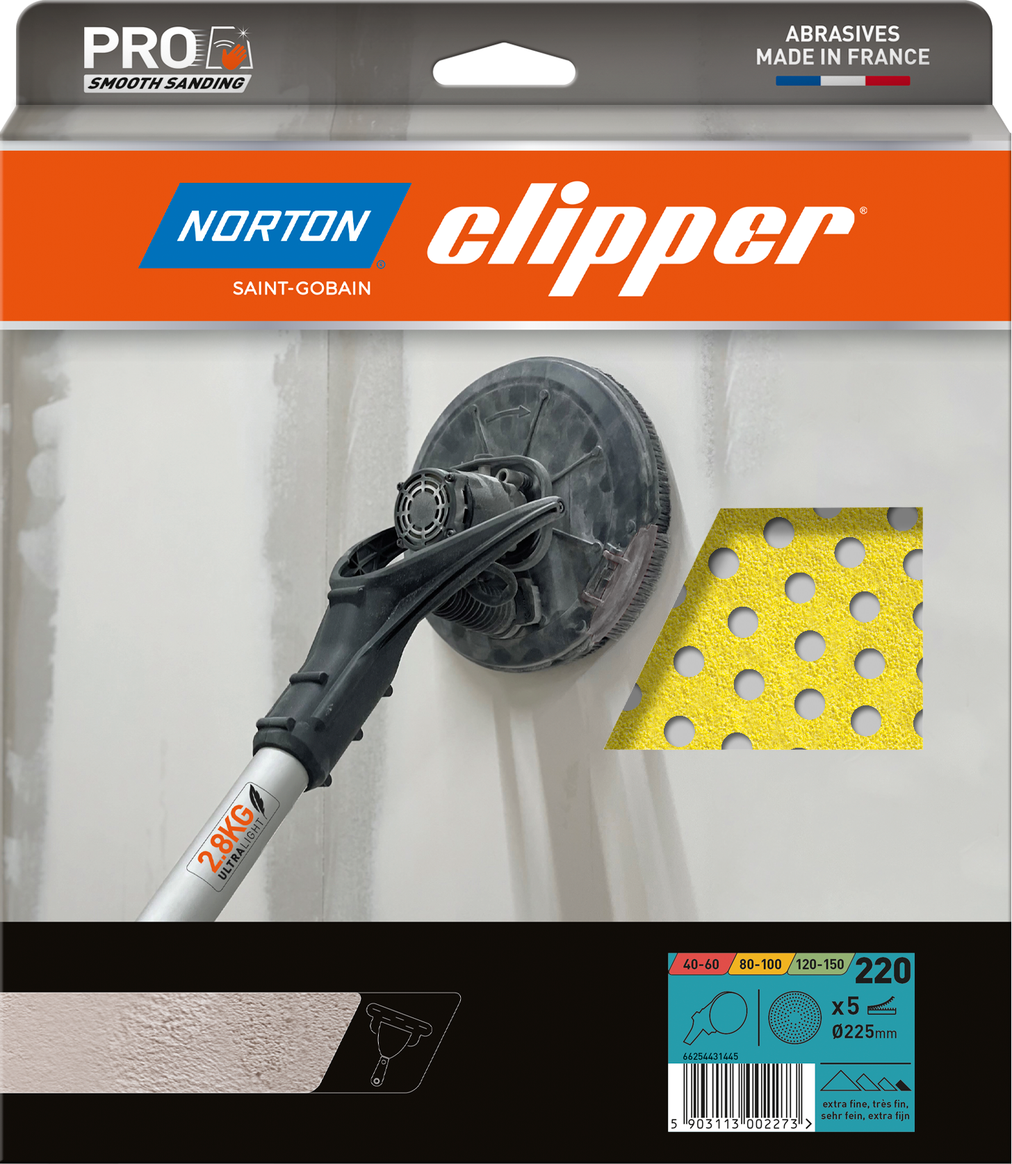 Disques abrasifs velcro multiperforé 225 G220  - Lot de 5