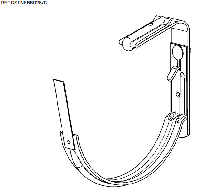 Crochet Negrafix + demi-lune pour gouttière 1/2 rond sur bac acier - Boudin 14MM - Développé 25CM
