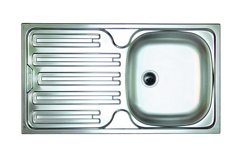 Évier inox à encastrer 1 cuve + égouttoir 780 x 435MM CIX611 lisse / vidage / bonde manuelle