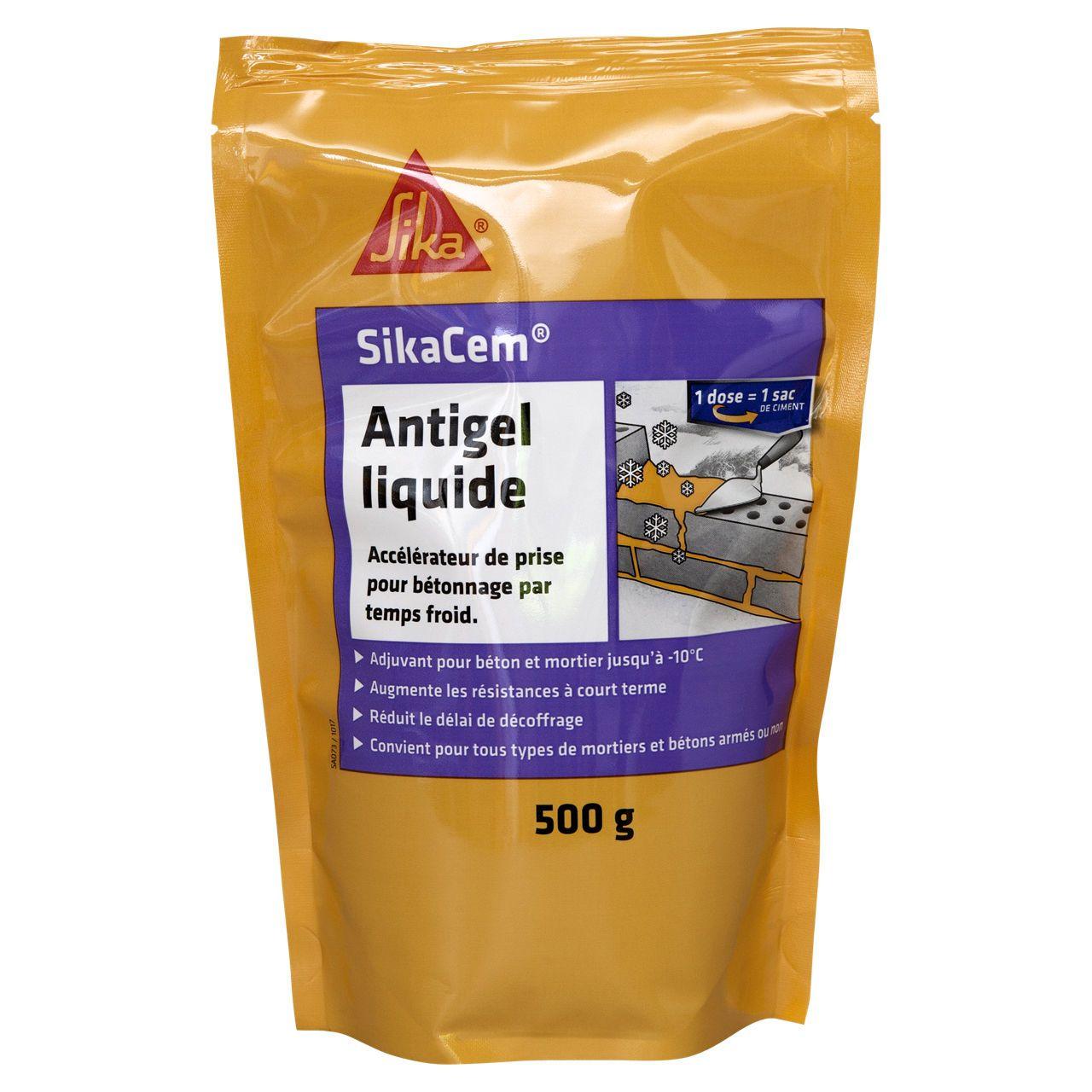 Accélerateur de prise SikaCem Antigel liquide pour béton et mortier 500GR