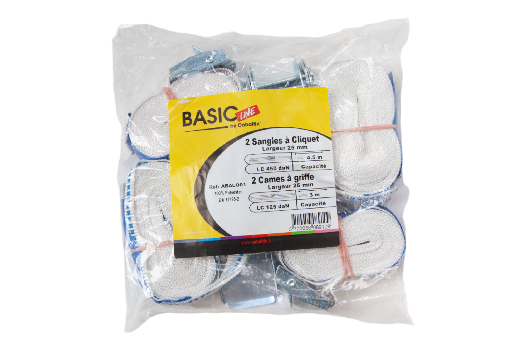 Lot de 4 sangles d'arrimage 25mm  