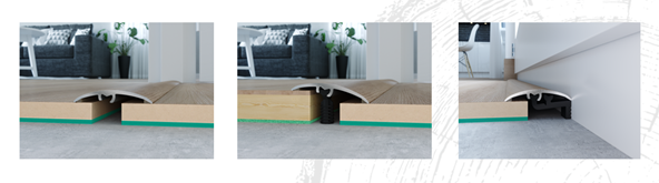 Seuil 3 en 1 en Alu pour stratifié EDF199 - 37 x 1800MM ép.5MM - D612