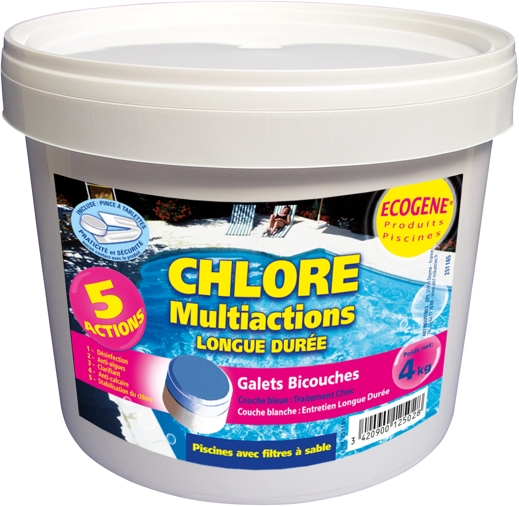 Galet chlore lent bicouche 4KG