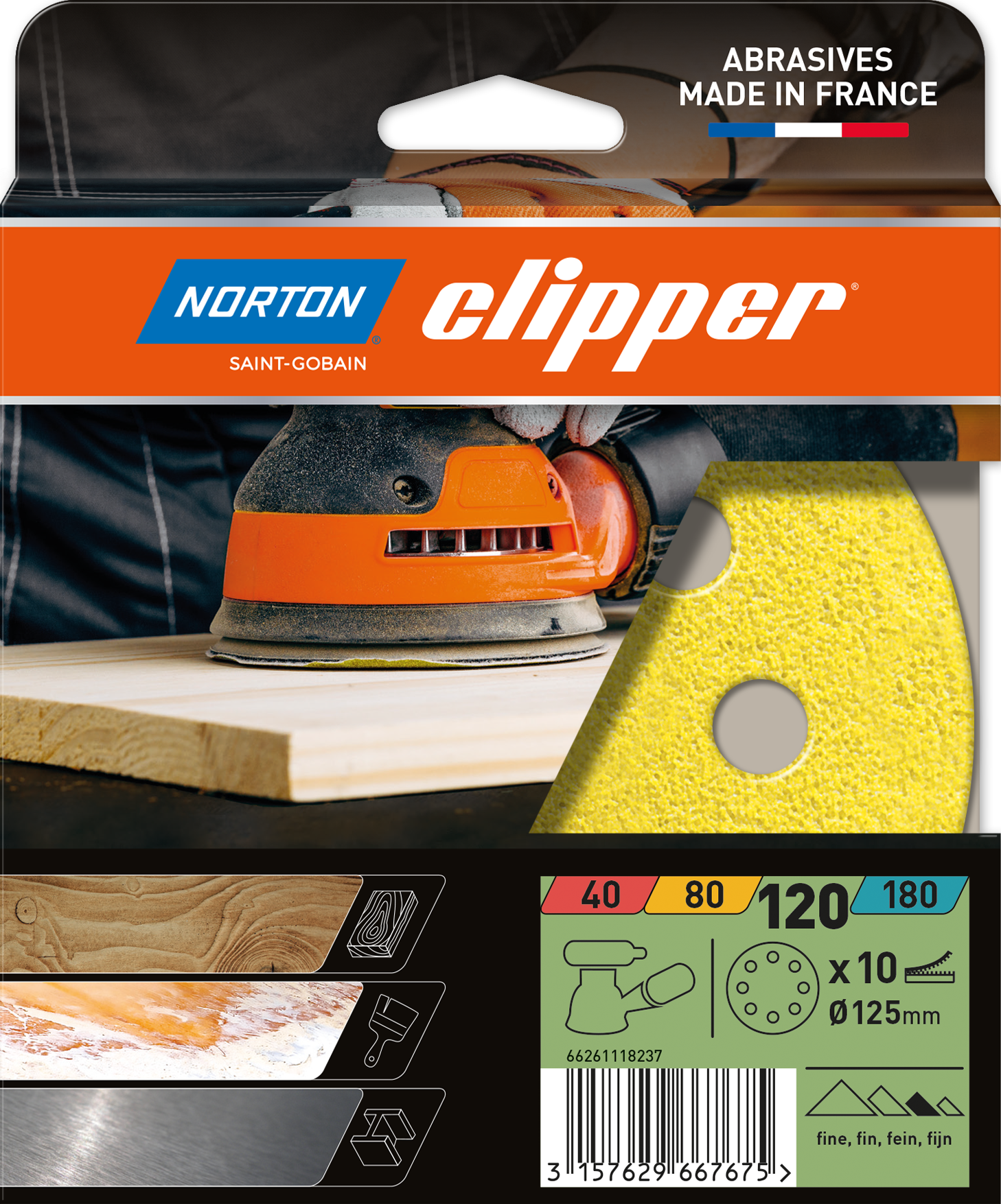 Disques abrasifs velcro 8+1 Trous 125 G120 - Lot de 10