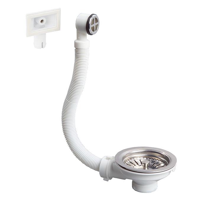 Bonde évier Ø 90 mm - panier inox avec trop-plein