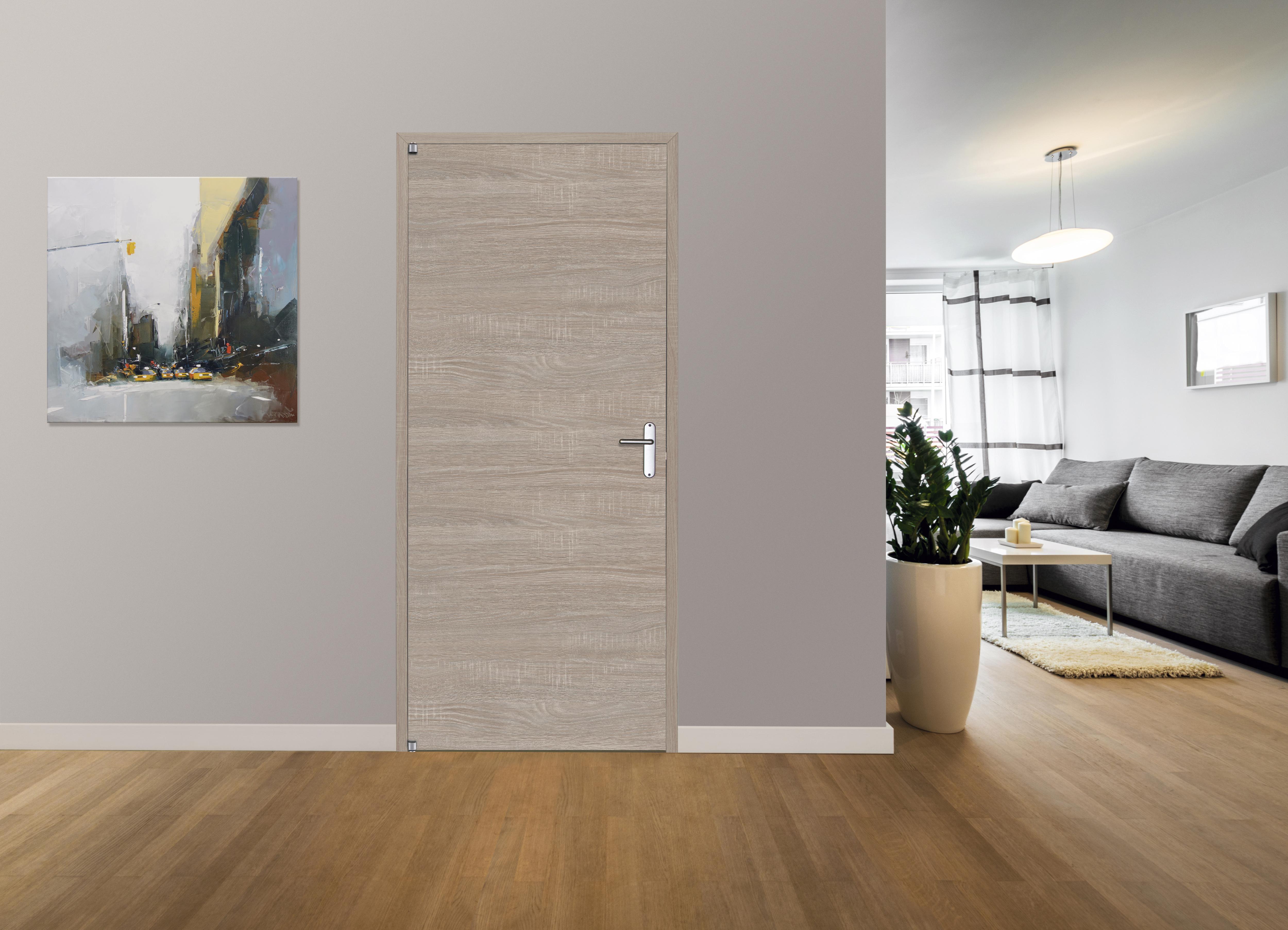 Porte réversible Alvéolaire RENOVE PORTE VERONE Fin de chantier - Taupe - Serrure PDDT  - 204x73cm 