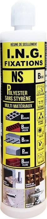 Résine polyester sans styrène 300ML NS grise - ING Fixation