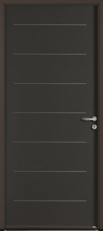 Porte d'entrée Equation acier - 215x90CM tapée d'isolation 140MM -poussant droit