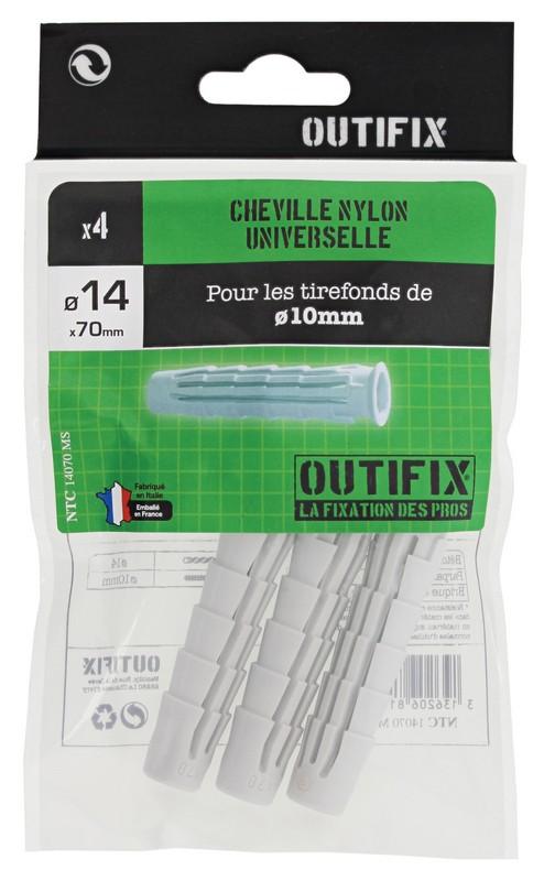Cheville nylon universelle NTC tous types de murs Ø14 x 70MM - Sachet  de 4 pièces