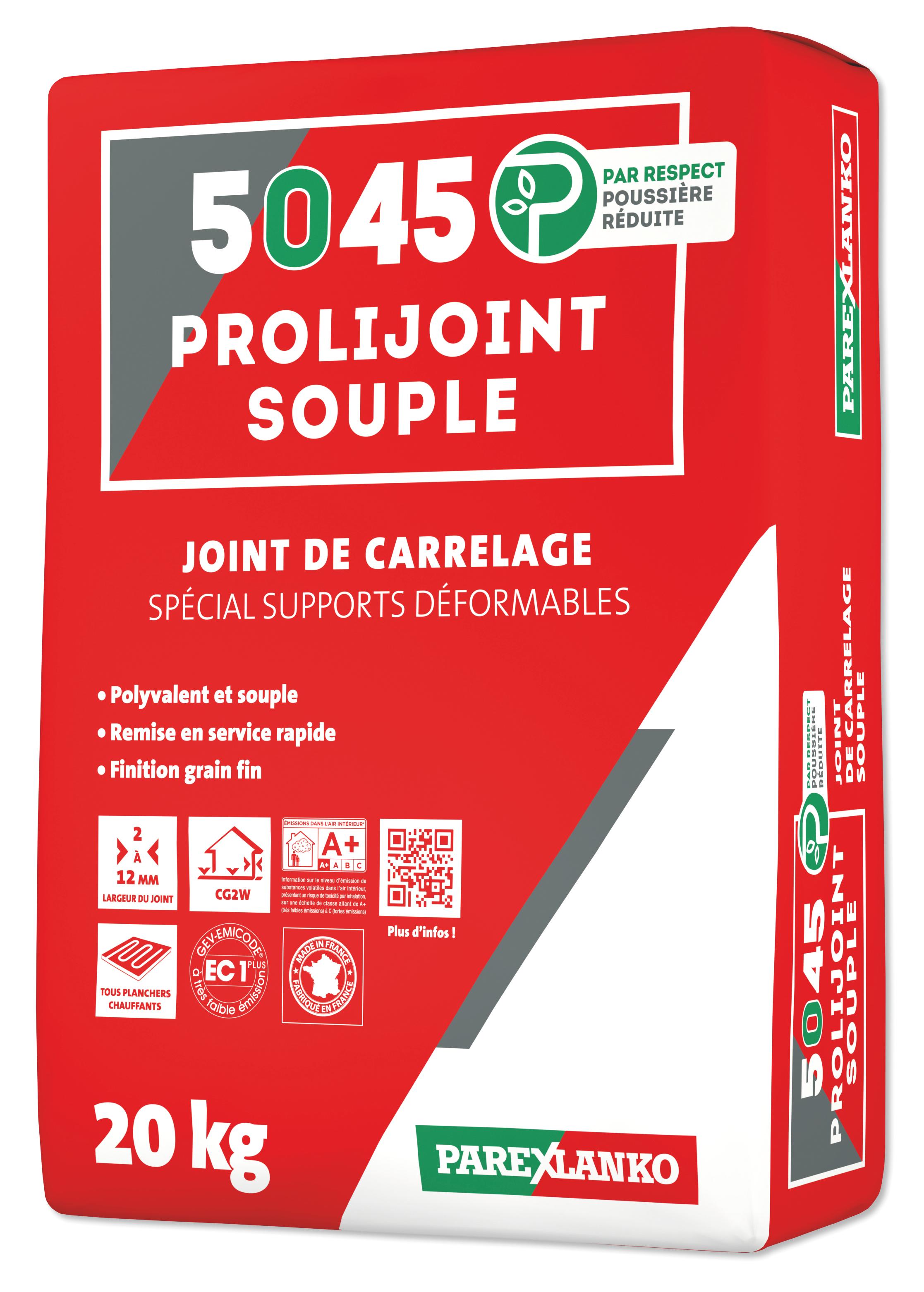 Joint carrelage PROLIJOINT SOUPLE classique souple mur et sol CG2 WA gris 20kg (5045)