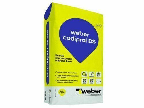 Enduit de façade liant hydraulique monocouche - WEBER CODIPRAL DS gris ciment sac de 25KG