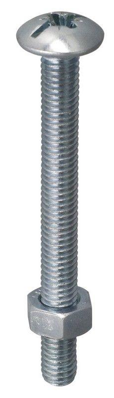 BOULON POELIER FENDUE POZIDRIV TÊTE RONDE LARGE 8X70 ACIER ZINGUÉ BLISTER X3