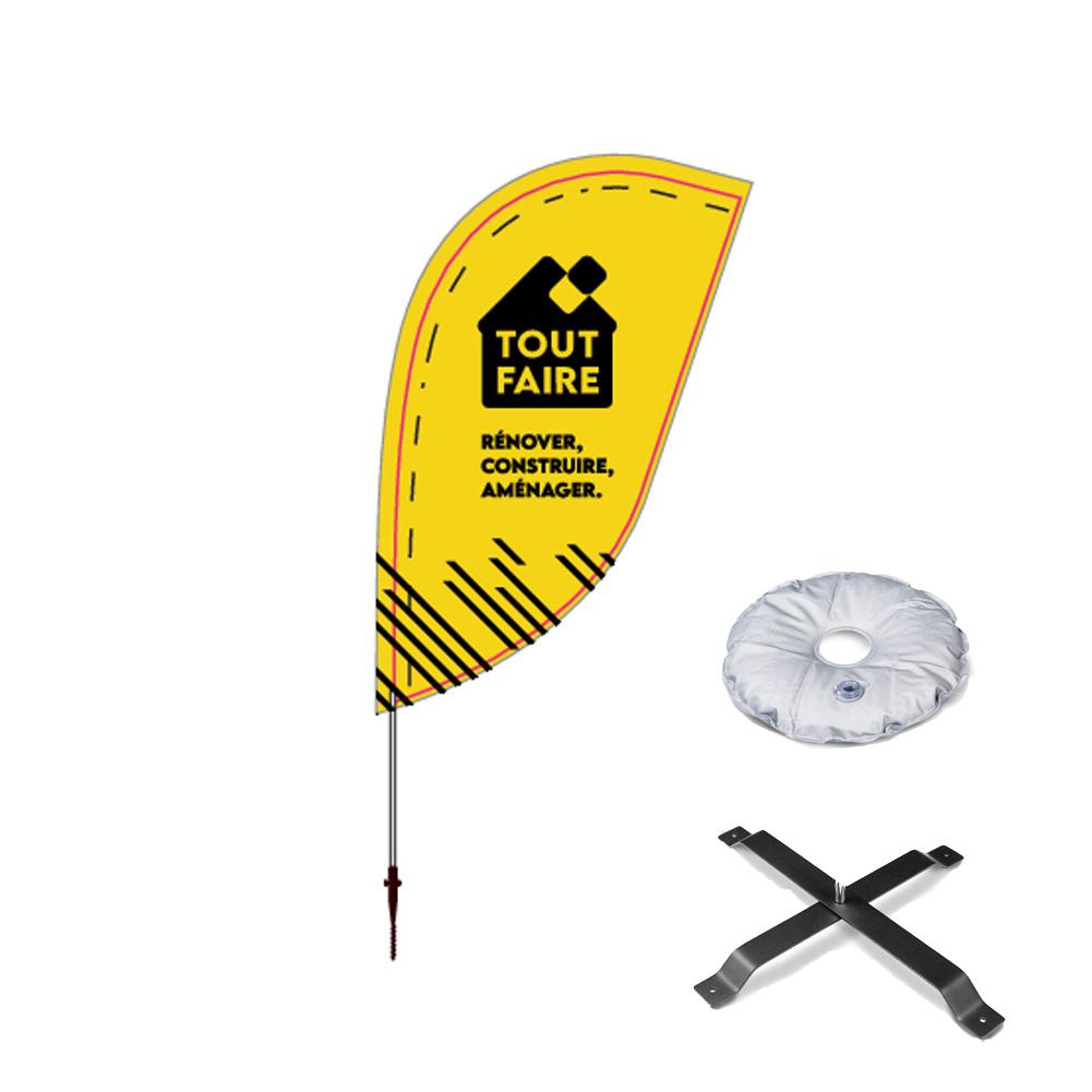 Drapeau flamme avec charge plastique - Format 138 x 215 jaune - La pièce