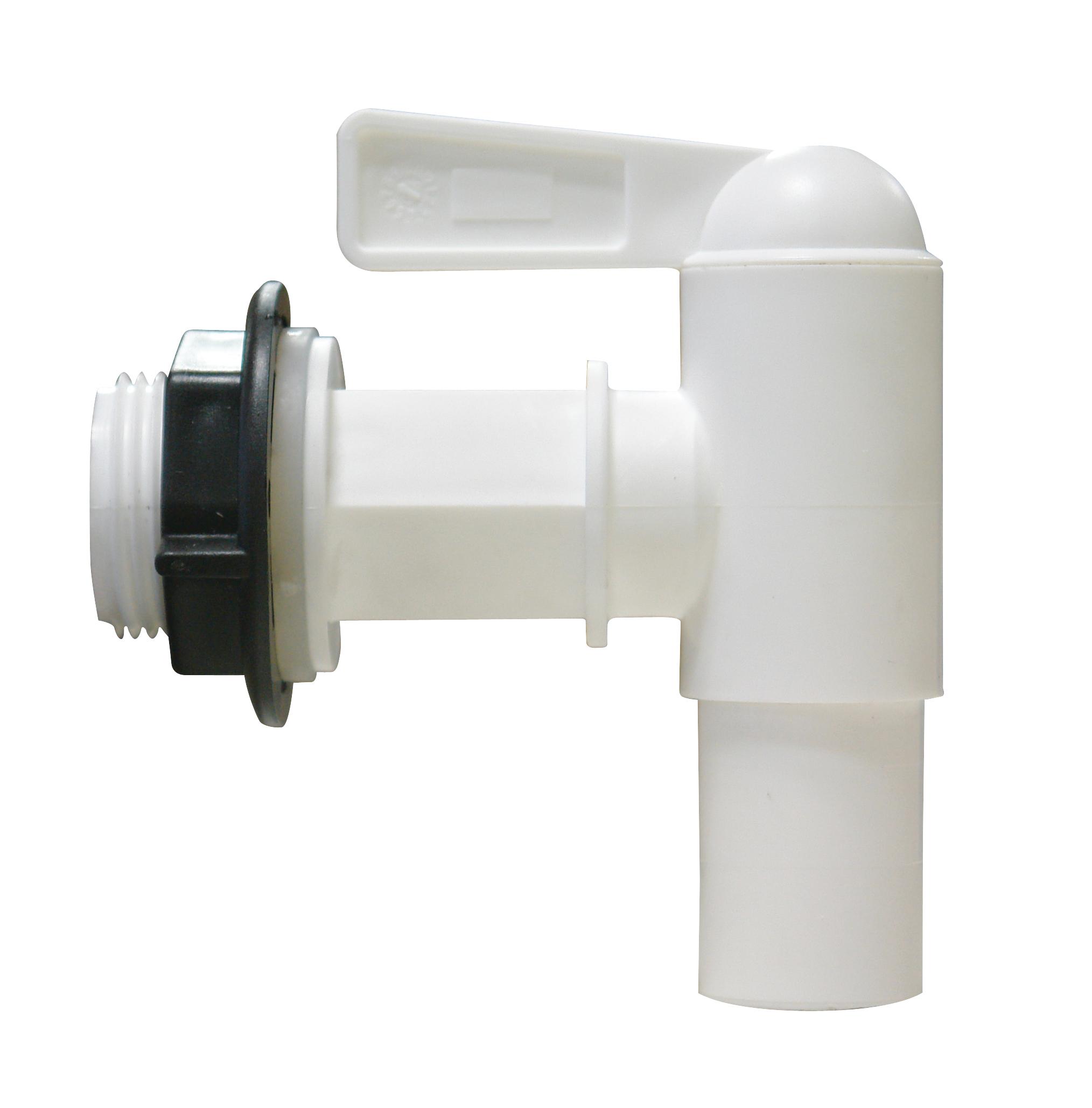 Robinet BLANC pour récupérateur d'eau 3/4 19mm. Avec joint et contre-écrou. "