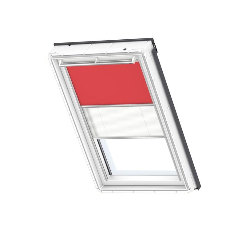 STORE VELUX DUO OCCULTANT ROUGE PLISSE BLANC DFD