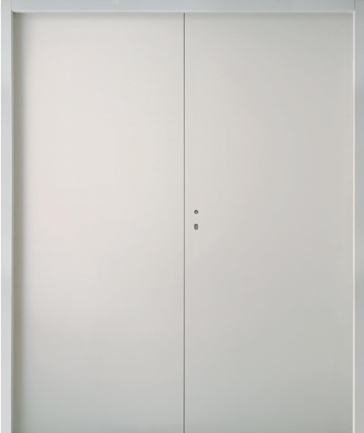 BLOC PORTE EI60 PREPEINTE 2040 X 1460 DROITE POUSSANT HUISSERIE 66 X 55 CHANT DROIT