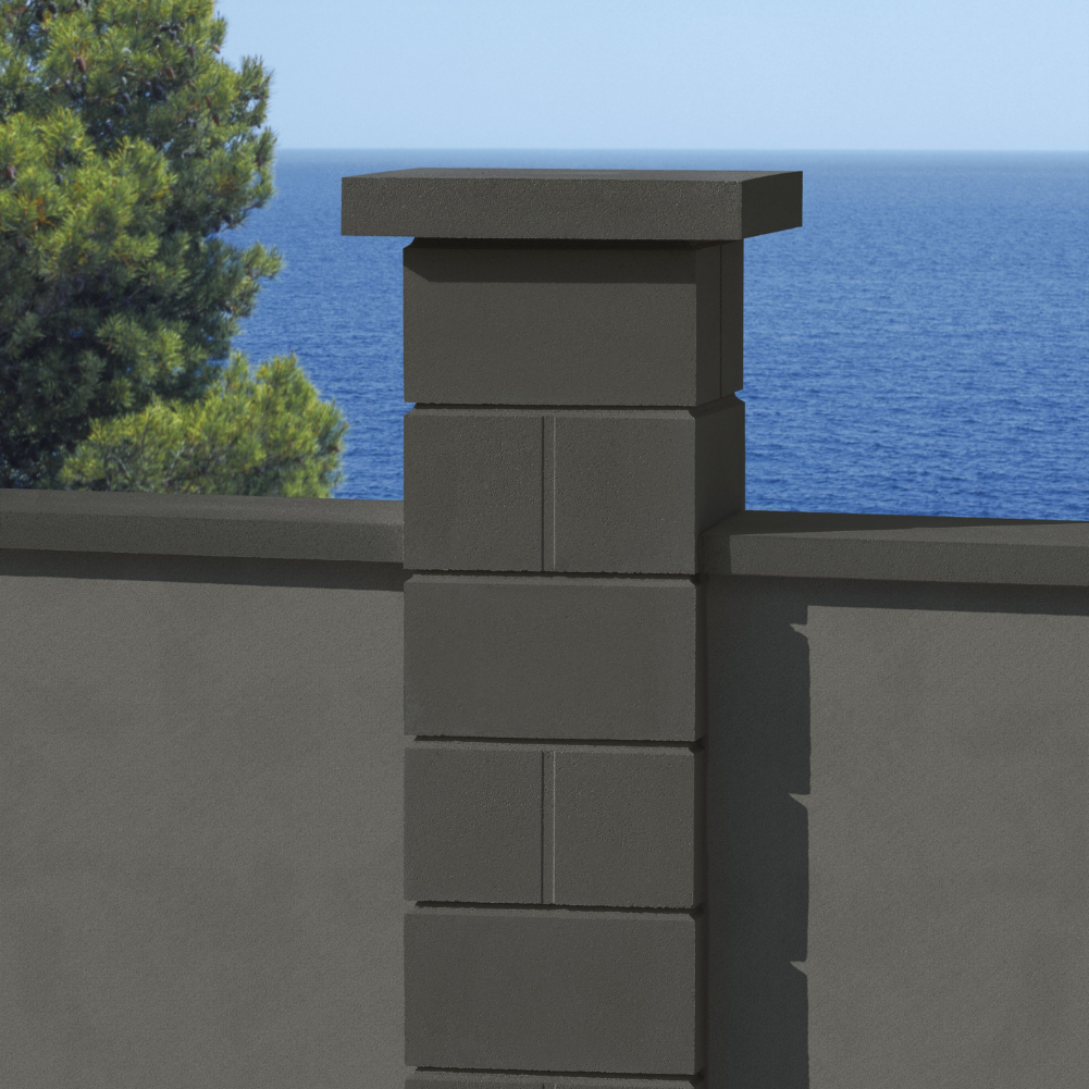 Kit 2 Piliers LISSE 170 x 30 x 30 cm Noir avec chapeaux plats 40 x 40 cm + 1L Hydrofuge