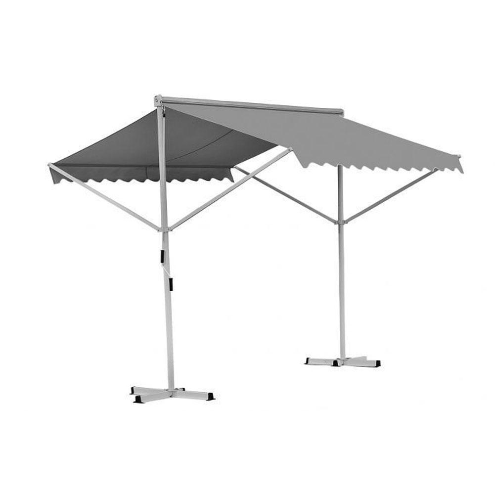 Store banne sur pied double pentes - 4 x 3M - Gris