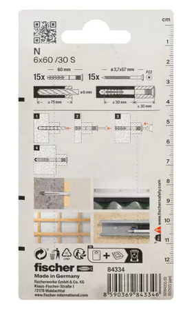 Cheville à frapper N-S 6x60 - Blister 15 pièces