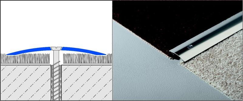  Barre de seuil à visser  tous rêvetements - Inox -  Longueur 270 cm - Ht 30 mm - BSE 3000