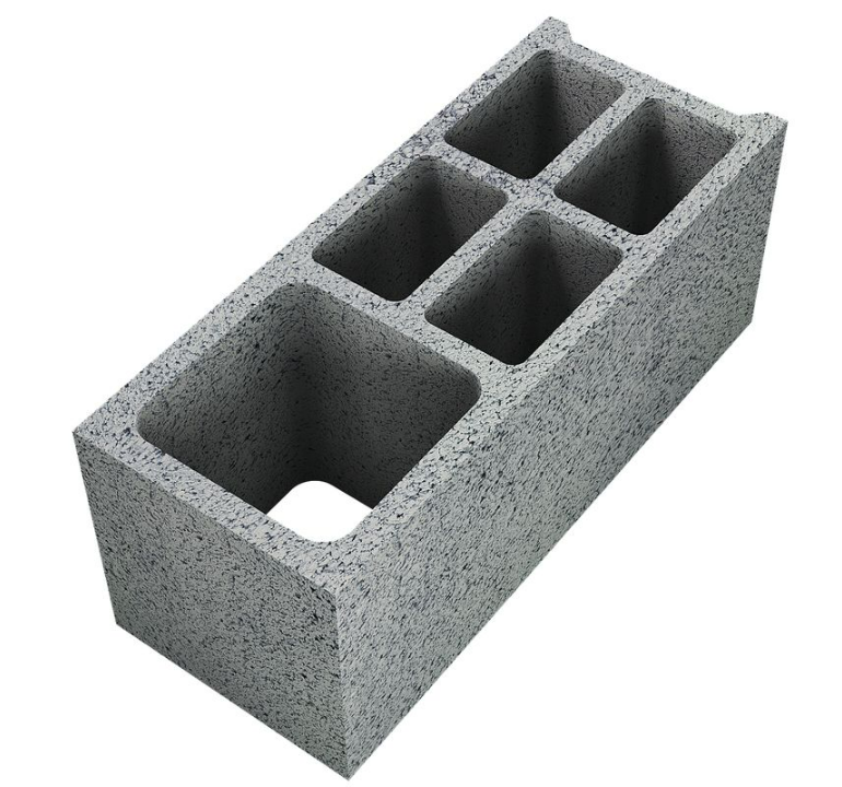 Bloc creux d'angle carré en béton - long. 50CM x haut. 20CM x ep. 20CM