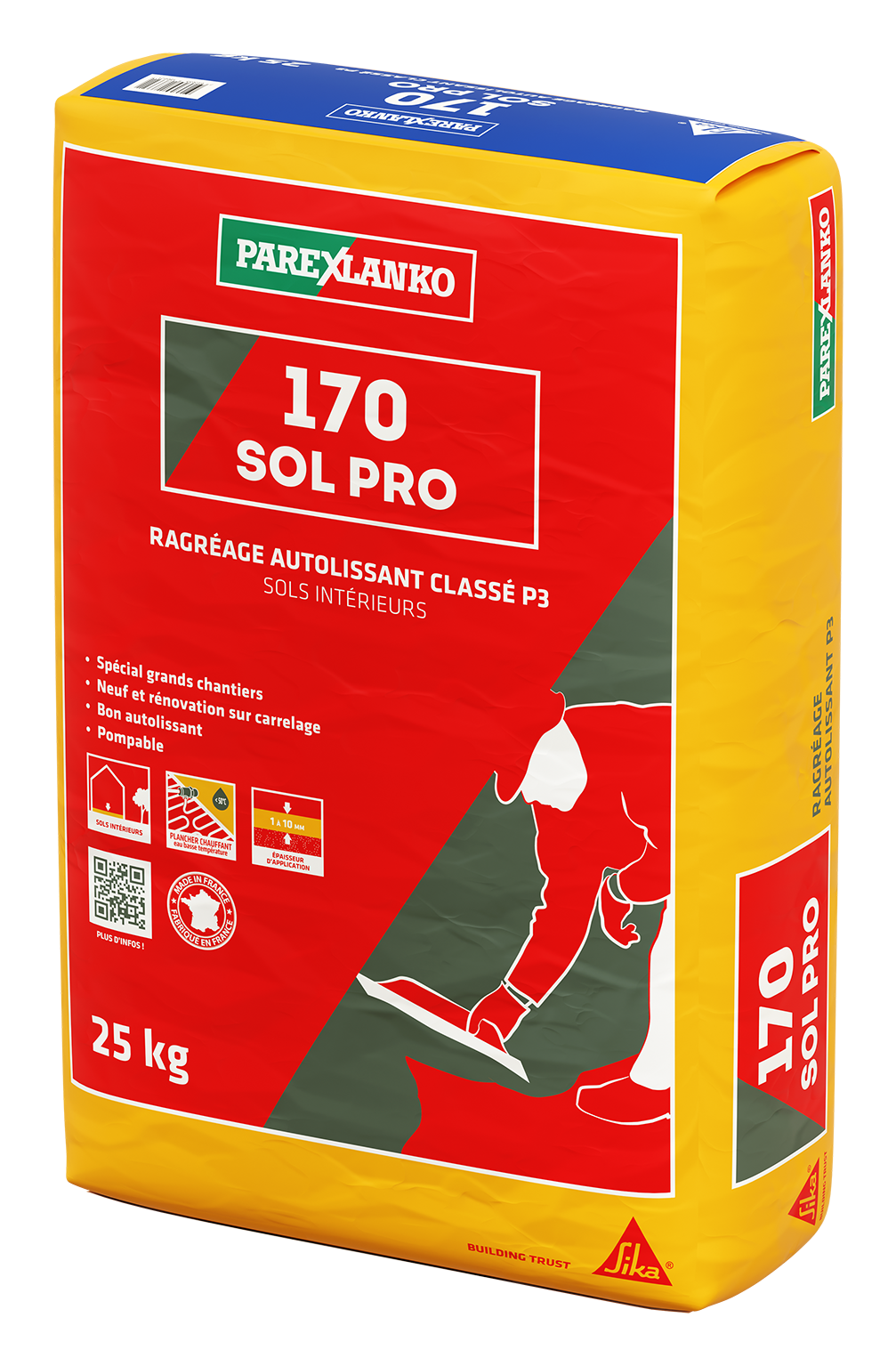 Sac de 25 kg de ragréage autolissant Parexlanko SOL PRO 170 gris