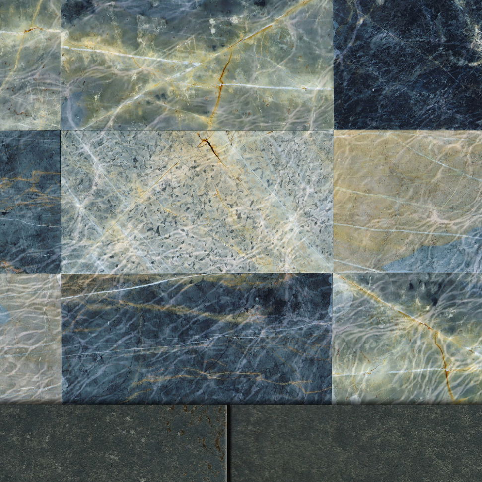 Dalle BALI MIX Gold 30 x 60 x 1,2 cm - Marbré bord scié