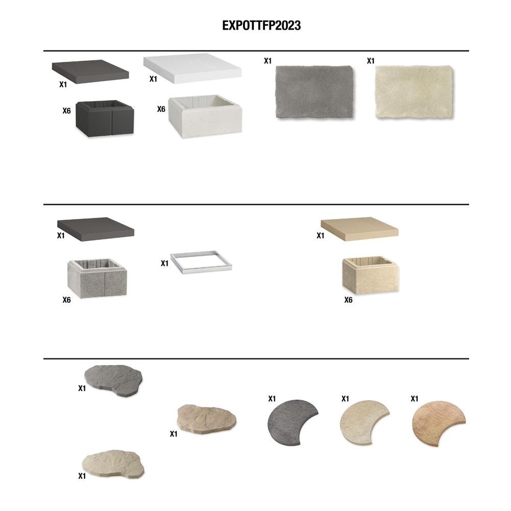 KIT EXPO SAS PREFABRICADOS 2023 PILIERS LISSE+MARBRE+AGORA+PAS JAPONAIS