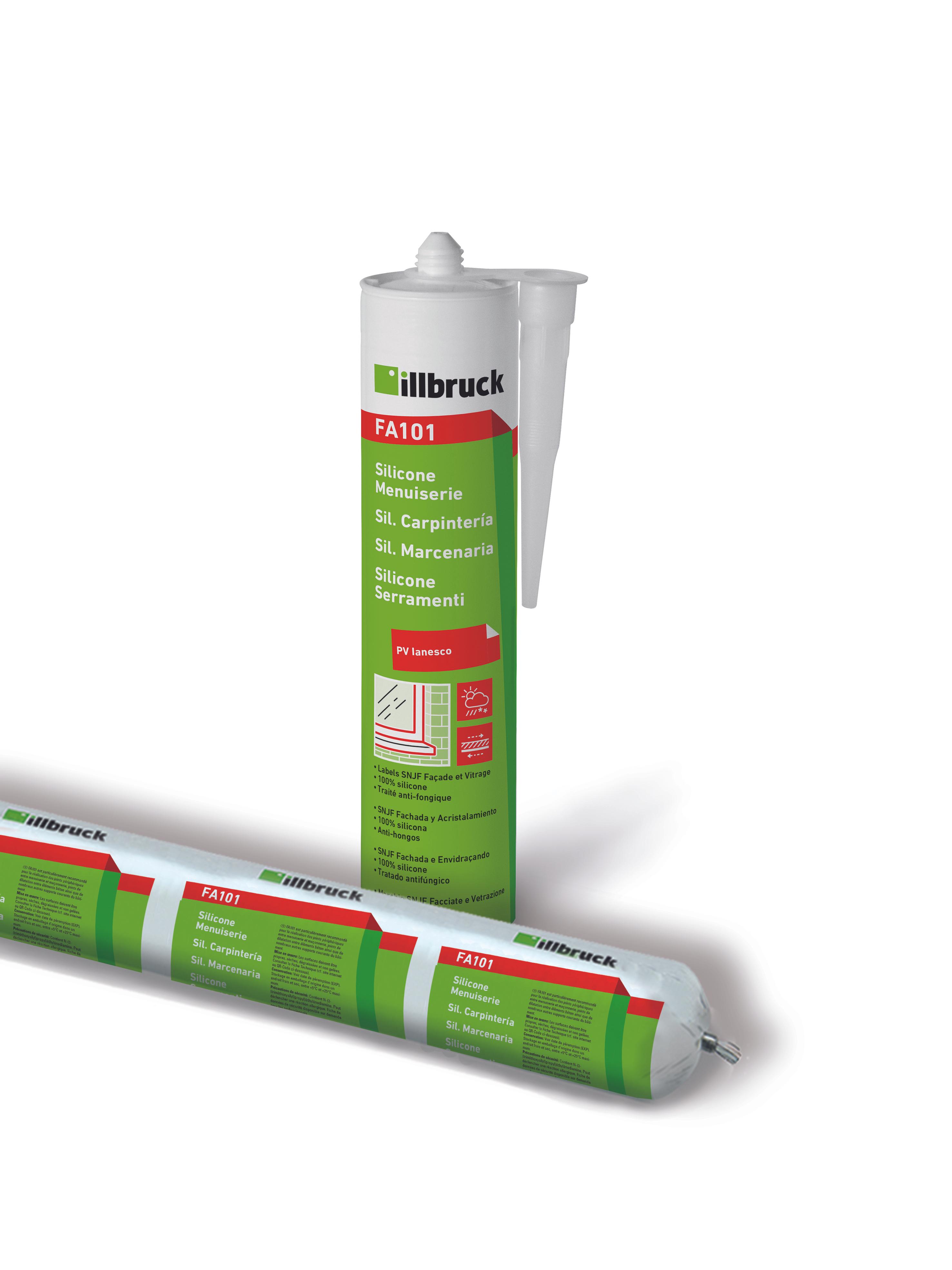 Silicone Bâtiment menuiserie illbruck FA101 noir RAL9005 310 ml