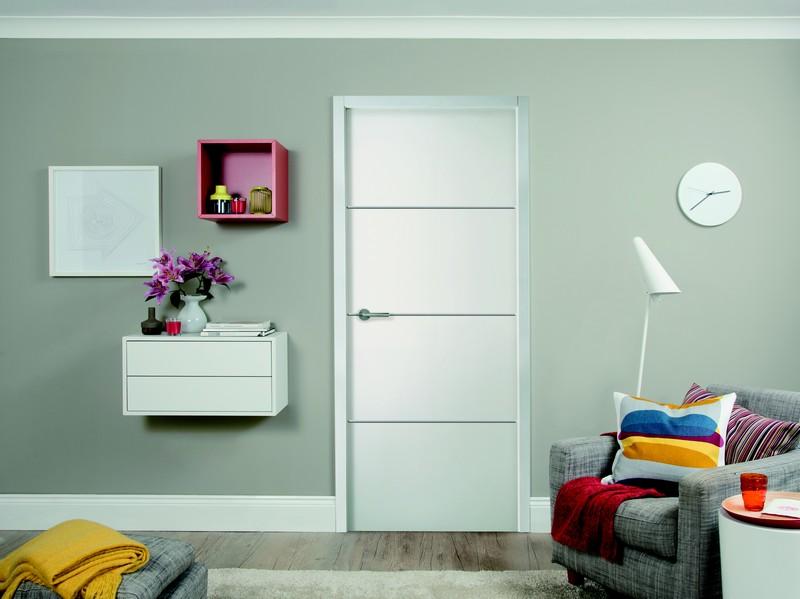 Bloc-porte ERICA à recouvrement - rainuré Groove Ame Alvéolaire - Huisserie Perf+ 86 x 54MM - Serrure PDDT - poussant gauche - 204 x 73CM