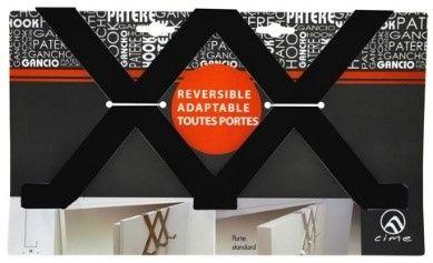 Patère 3 têtes - Zigzag réversible Acier noir 160x300x55 