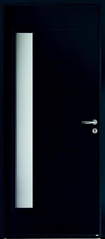 PORTE D'ENTRÉE ABSCISSE ACIER GRIS 7016 2150 X 900 MM TAPEE 140 MM POUSSANT DROIT