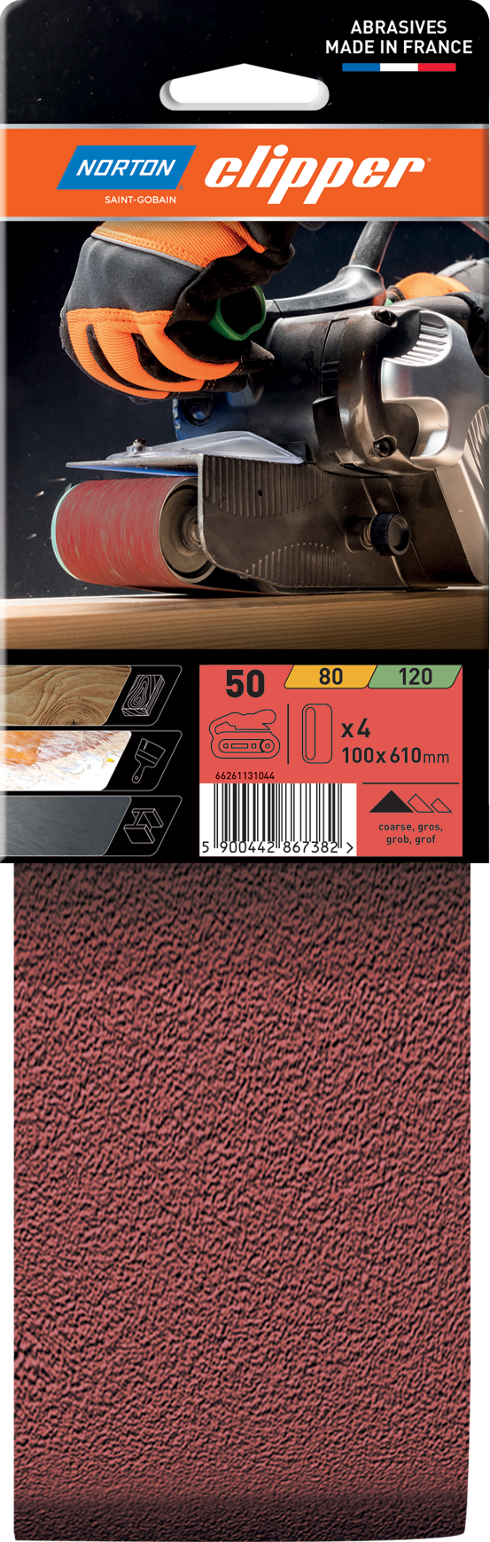 Bandes abrasives Corindon 100x610 G50 - Lot de 4