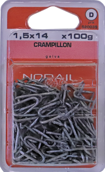Crampillon Galvanisé 1,5x14 Blister de 100g
