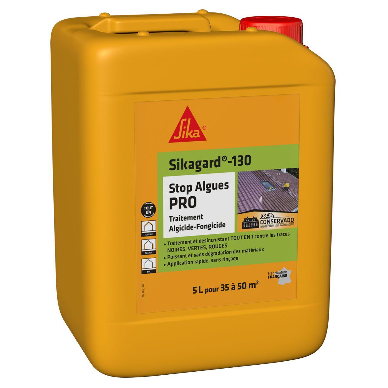 Traitement algicide et fongicide Sikagard 130 Stop Algues Pro 5L 