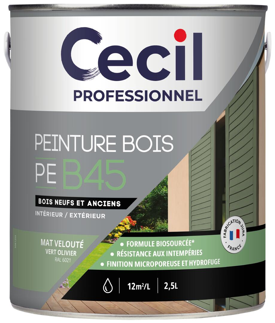 Peinture extérieure bois haute performance PEB45PEINTURE - Vert Olivier Mat - 2,5L