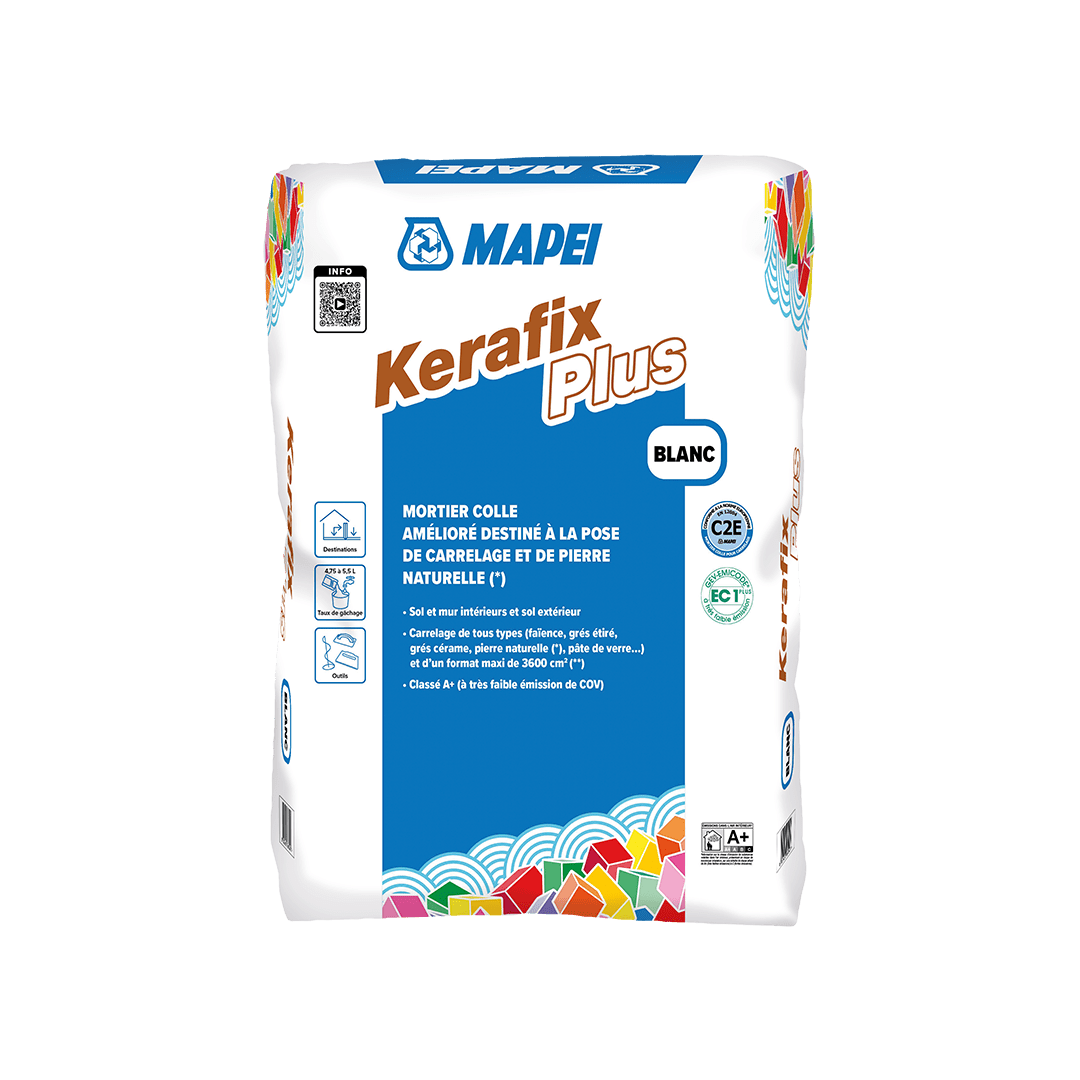 Mortier colle amélioré C2E - KERAFIX PLUS Blanc - Sac de 25kg