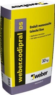 ENDUITS ARCHITECTURAUX TALOCHES WEBER.CODIPRAL DS 30KG GRIS PERLE 091