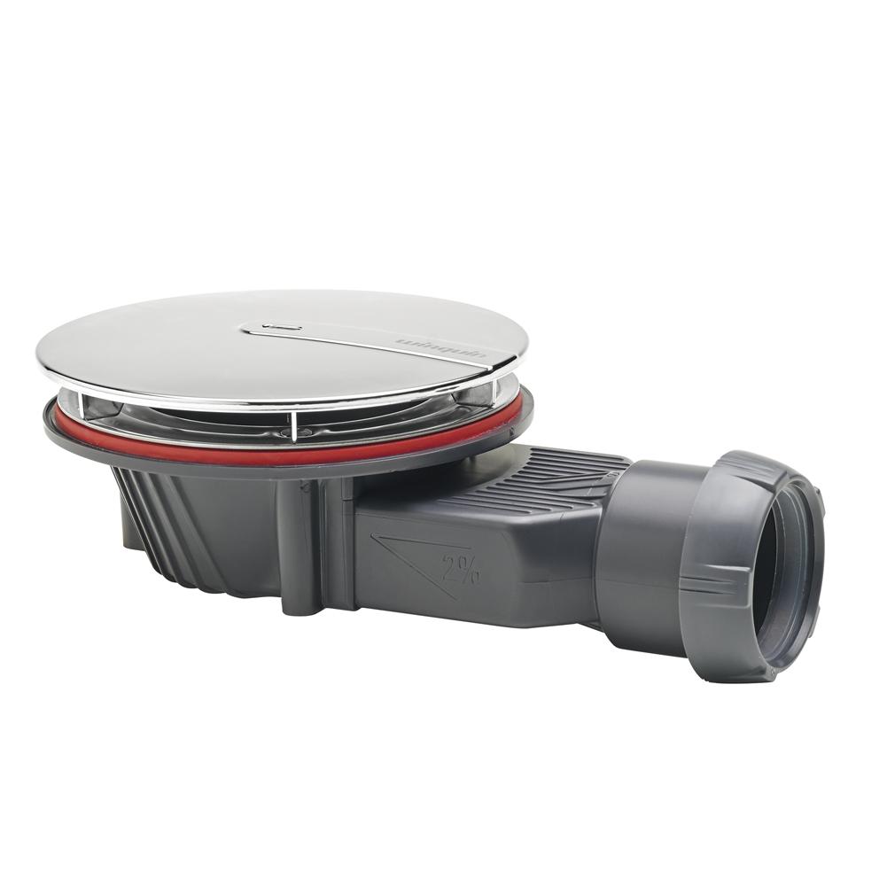 Bonde de douche SLIM+ Ø 90 mm extraplate dôme abs chromé sortie horizontale                      