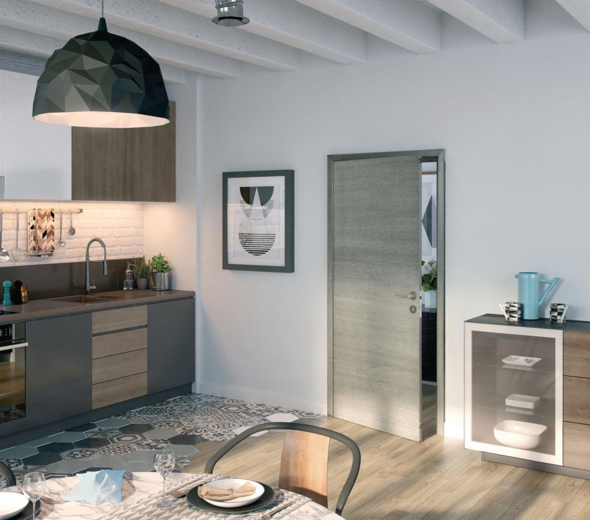 Porte Coulissante FUJI Zen Chêne Gris Galet  - Chassis B - 204x83cm