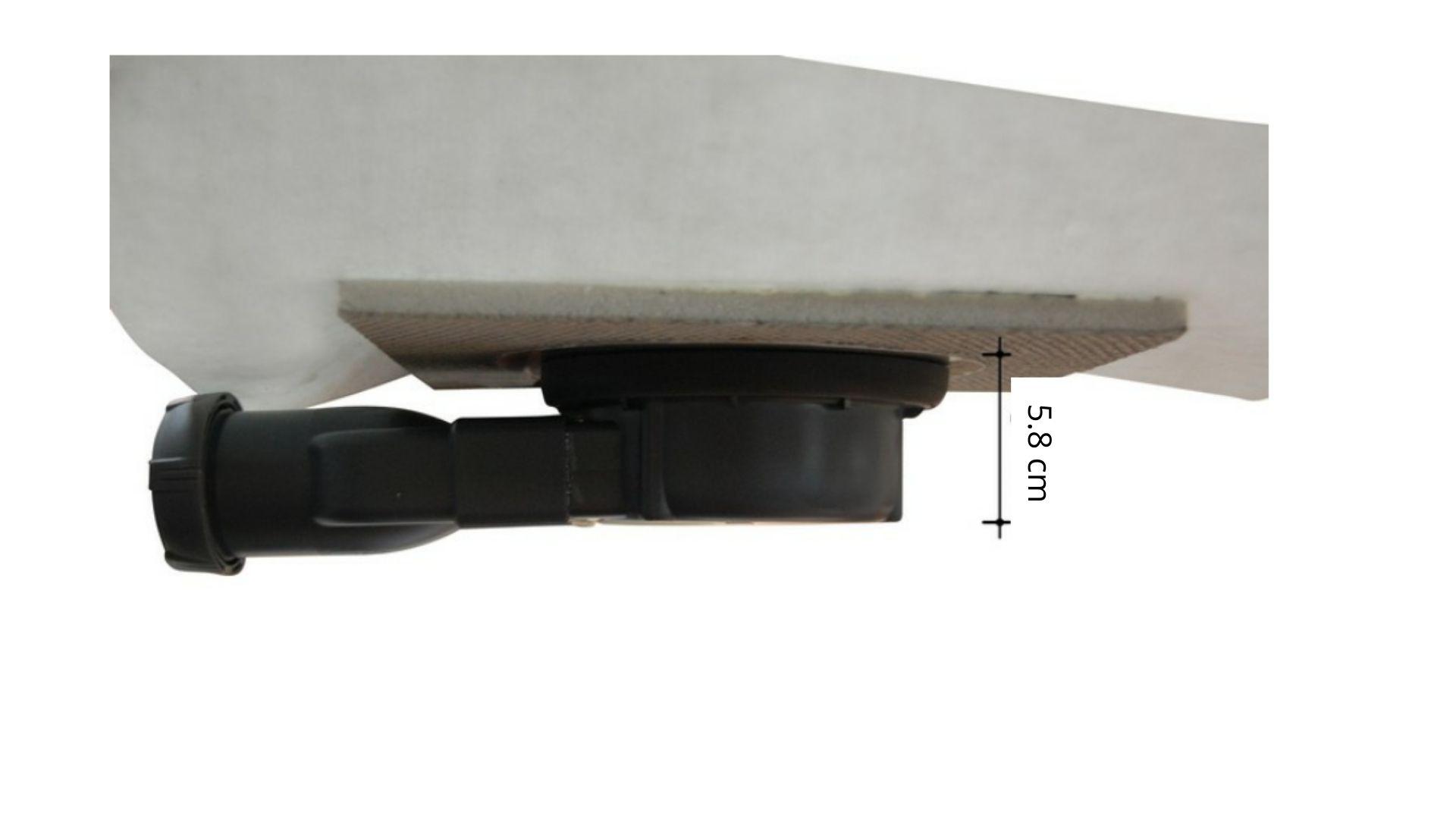 Bonde de sol à chaper pour douche à l'italienne 20x20cm - ultraplate - avec grille inox 11,5x11,5cm - épaisseur 58 mm 