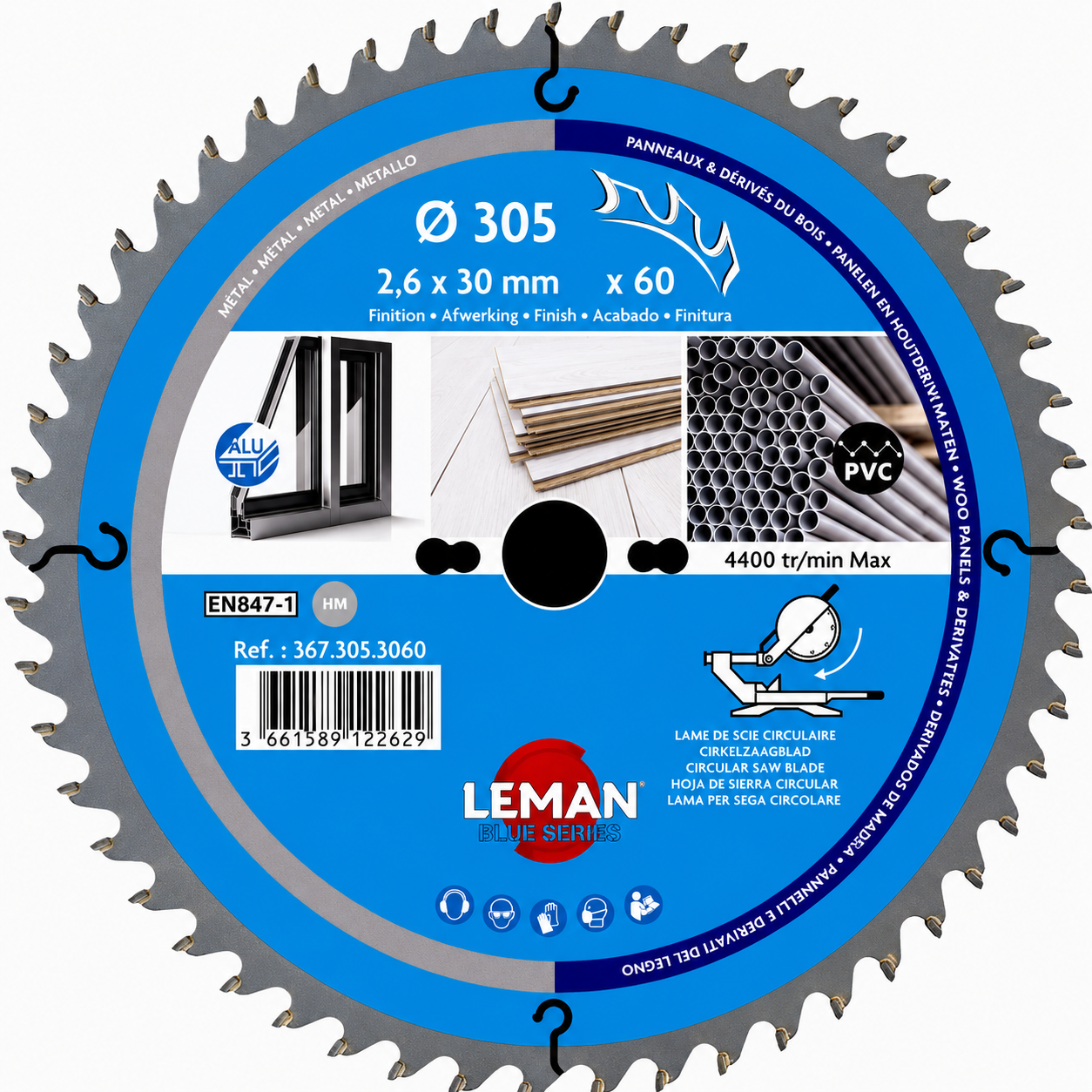 Lame scie circulaire finition Ø305 alésage 30 - Leman 